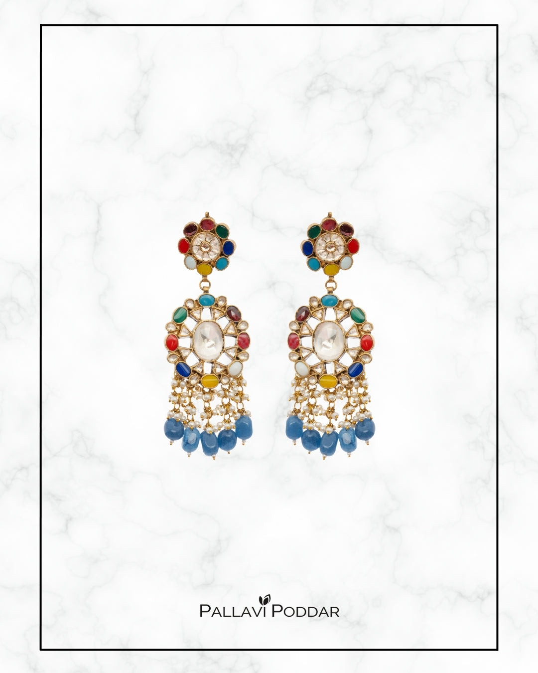 Navya Navratna Dangler Earrings