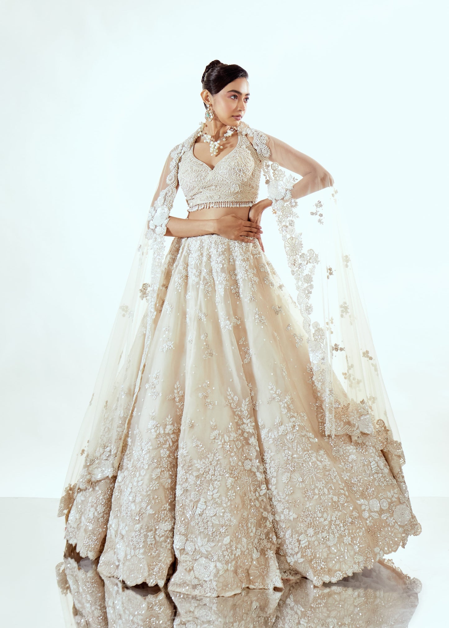 HALF GARDEN ORGANZA LEHENGA SET