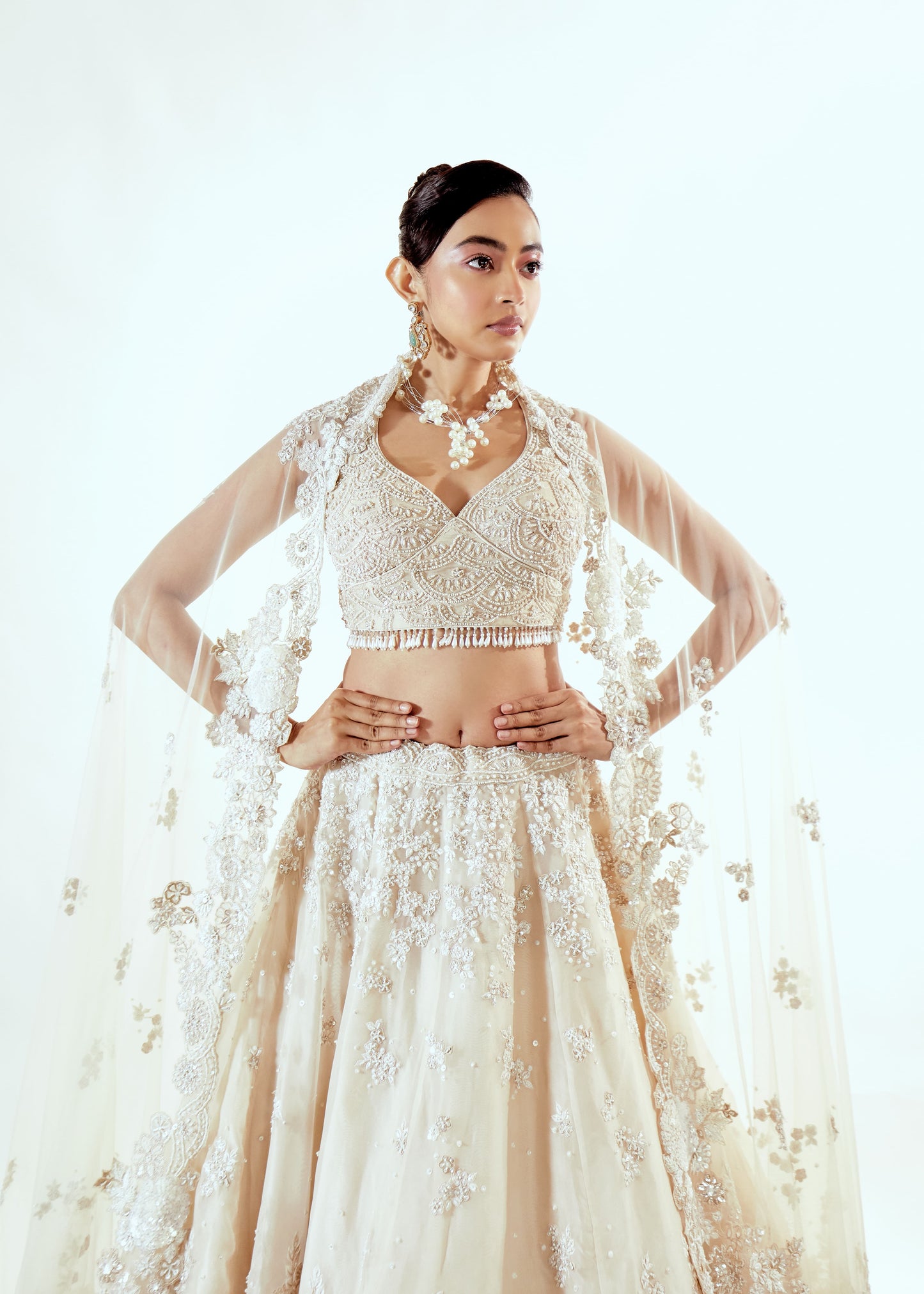 HALF  GARDEN ORGANZA LEHENGA SET