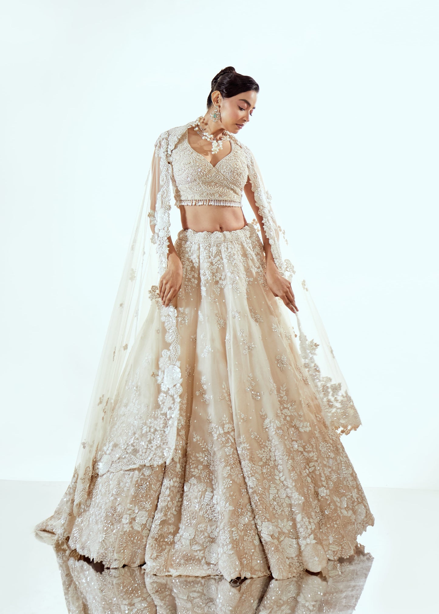 HALF  GARDEN ORGANZA LEHENGA SET