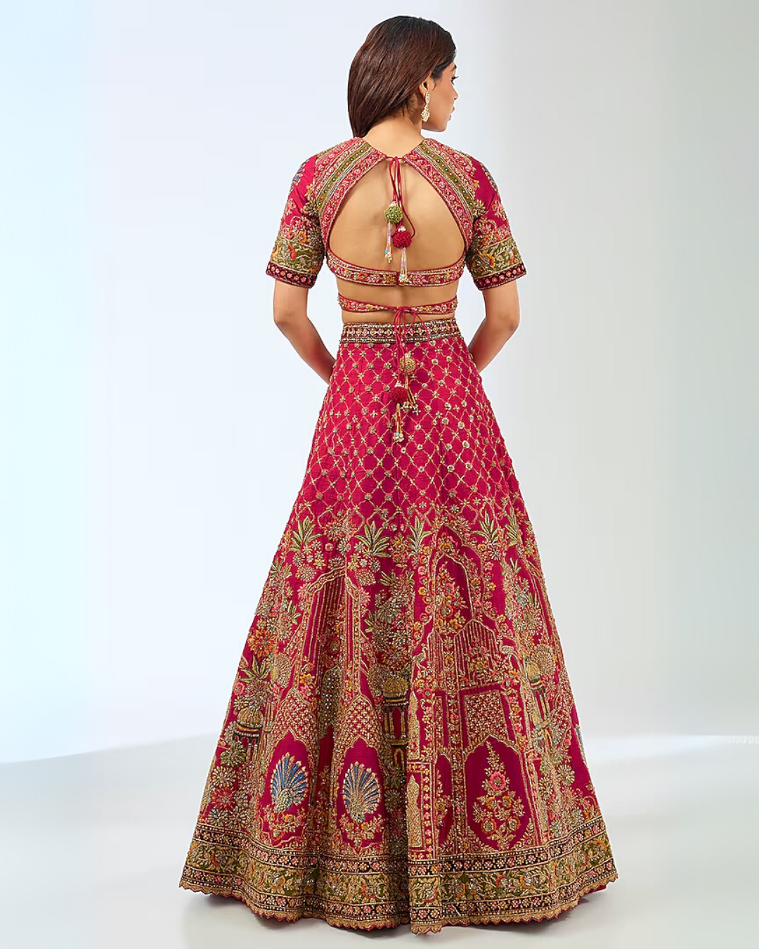 Red  Embroidered Lehenga Set