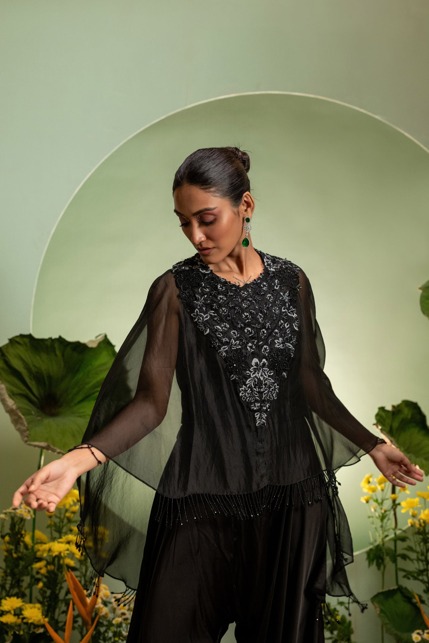 Cape Set with Dhoti Pants