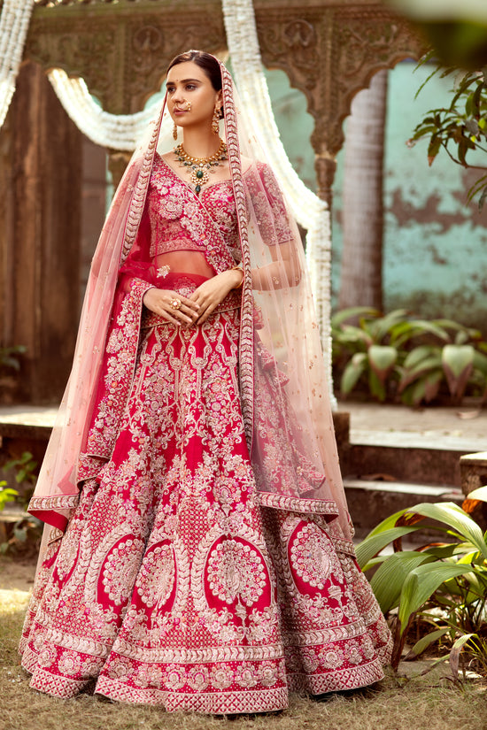 Rosette Ivory Red lehenga set