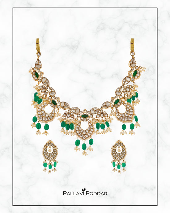 Green Bead Necklace Set