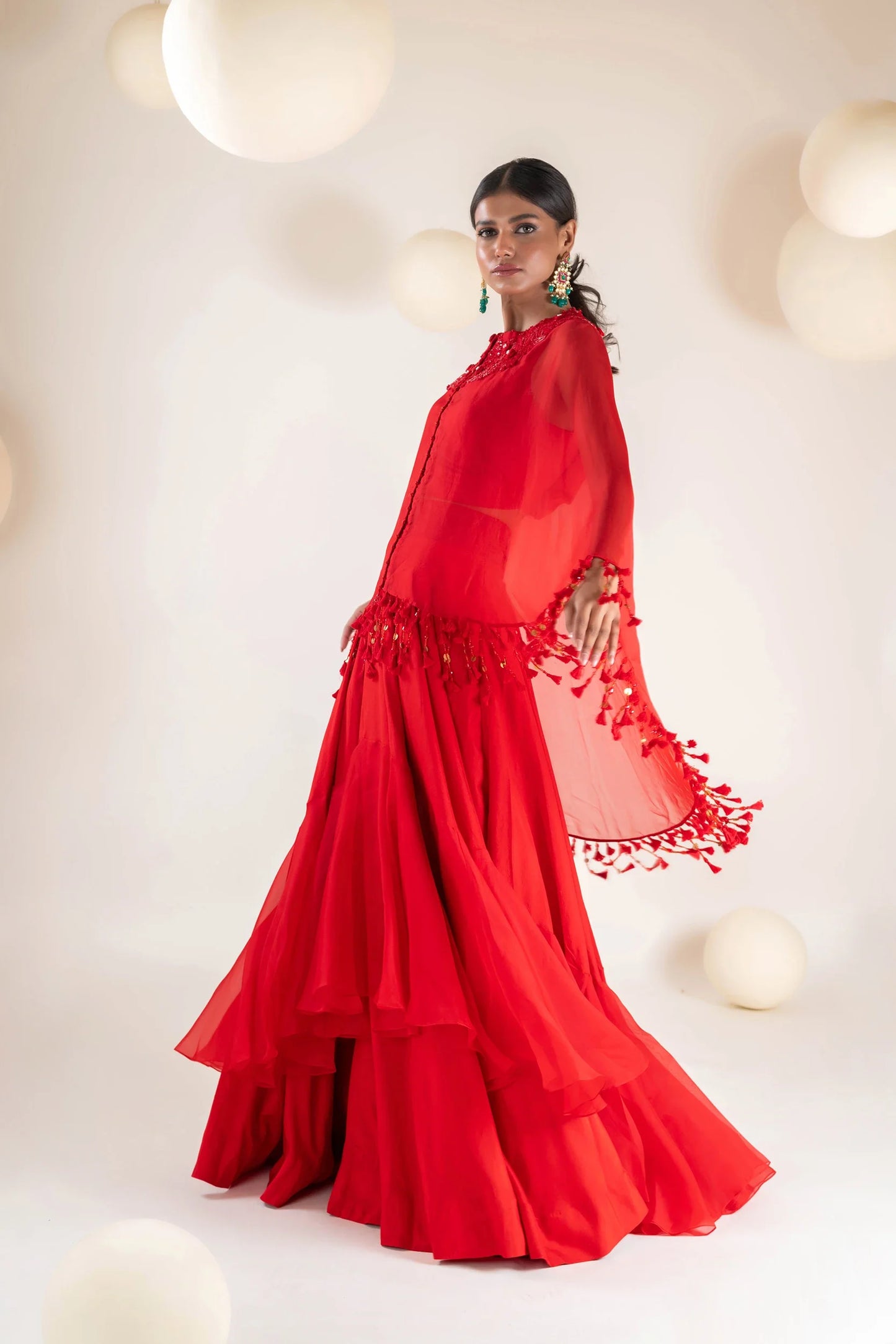 Floral Embroidered Cape Set