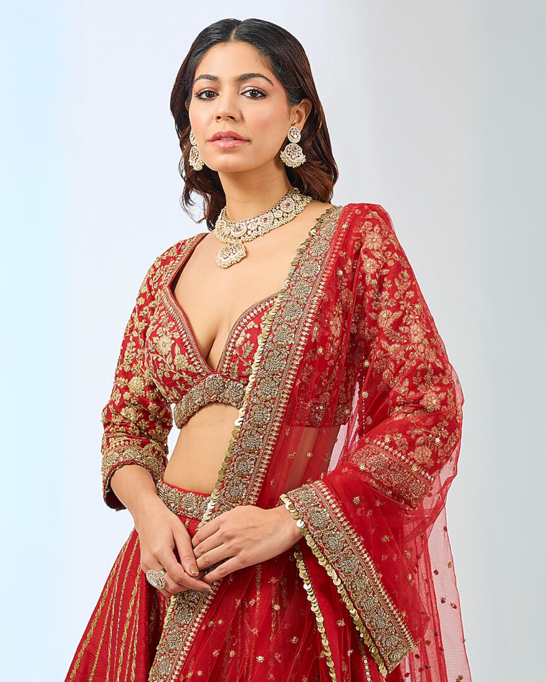 Red Geeta Embroided Lehenga set