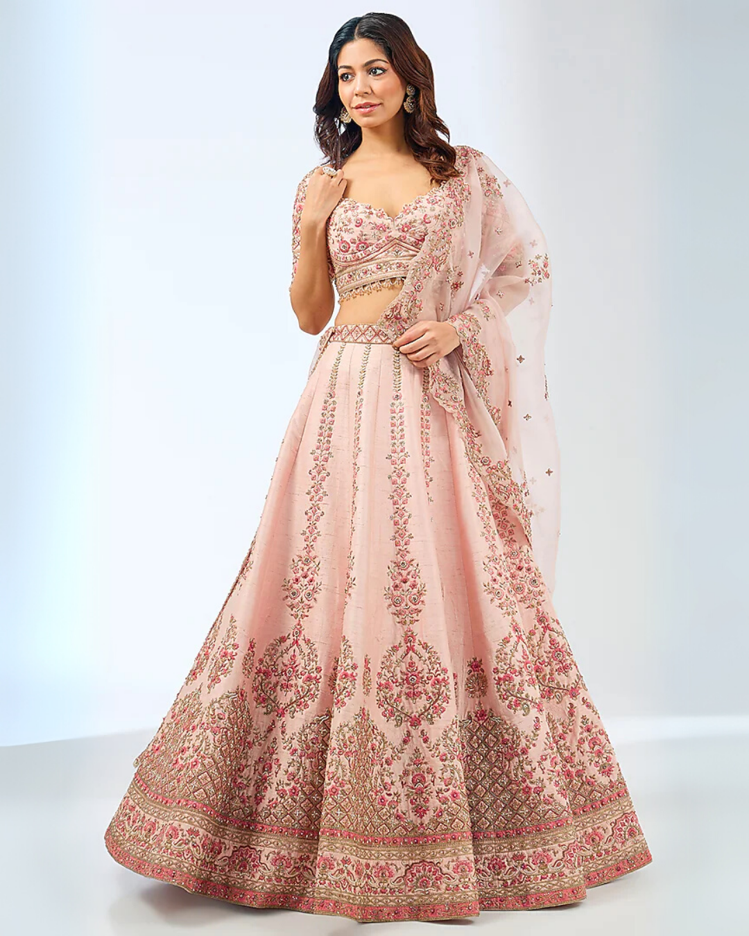 Pastel Pink Embroidered Lehenga Set