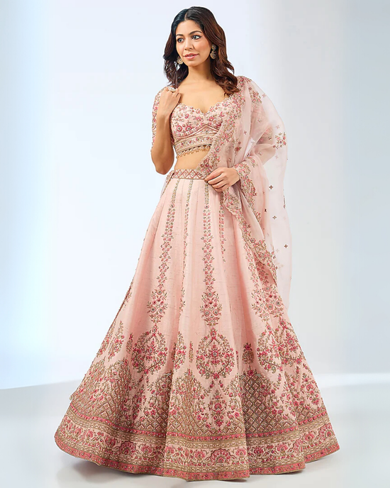 Pastel Pink  Embroidered Lehenga Set