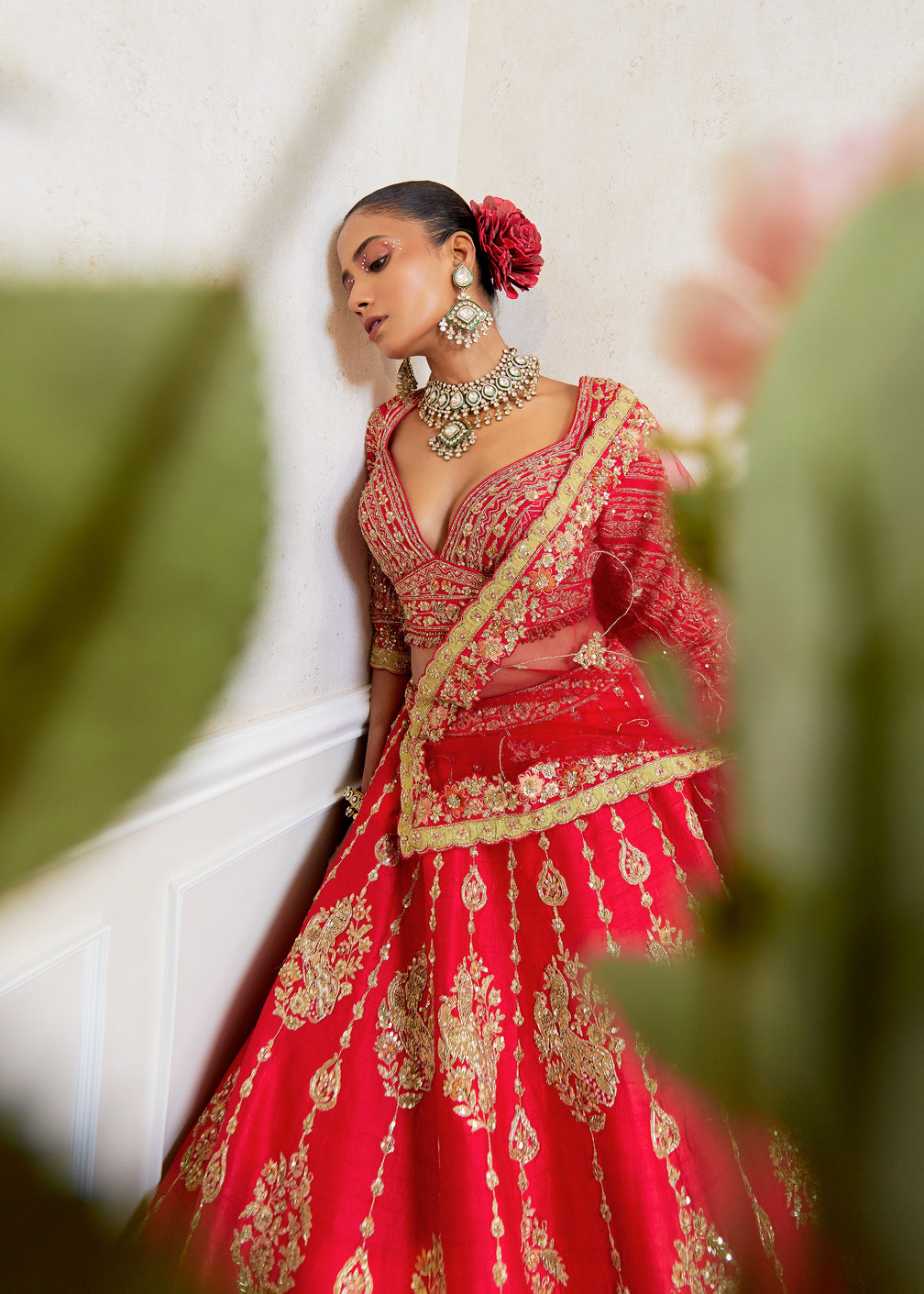Divine Sangria Raw Silk Zardosi Bridal Lehenga Set