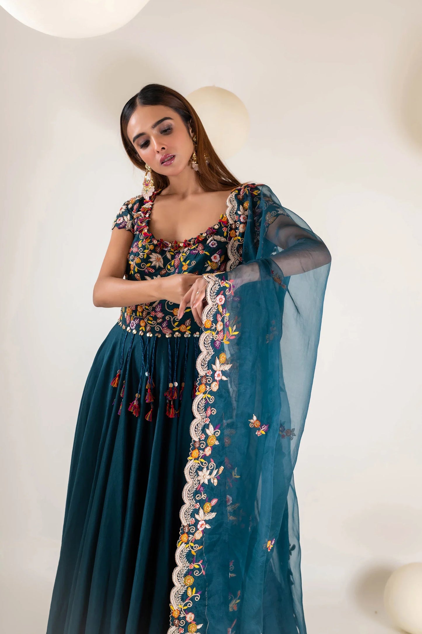 Chanderi  Anarkali  Set