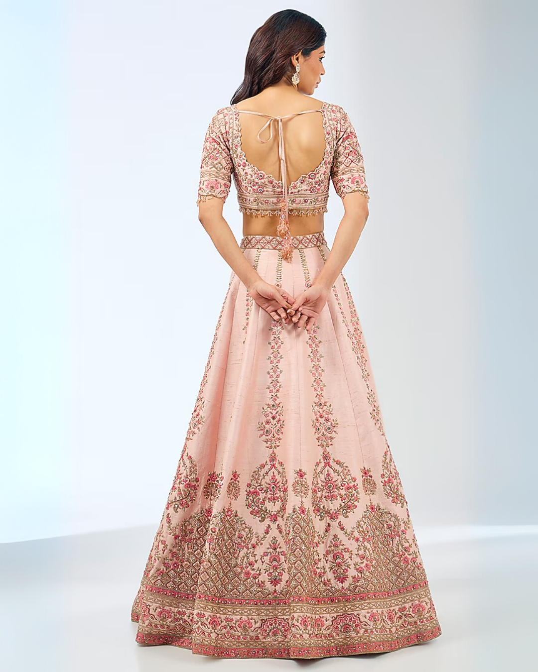 Pastel Pink  Embroidered Lehenga Set