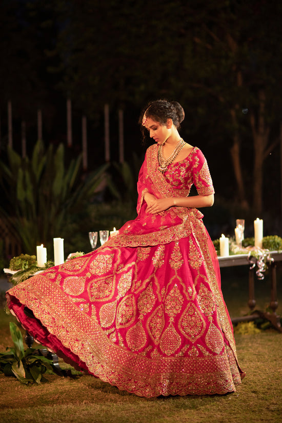 House of Crimson Red bridal lehenga set
