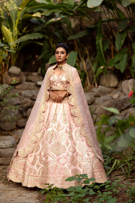 Blush Cascade Pink Bridal lehenga set