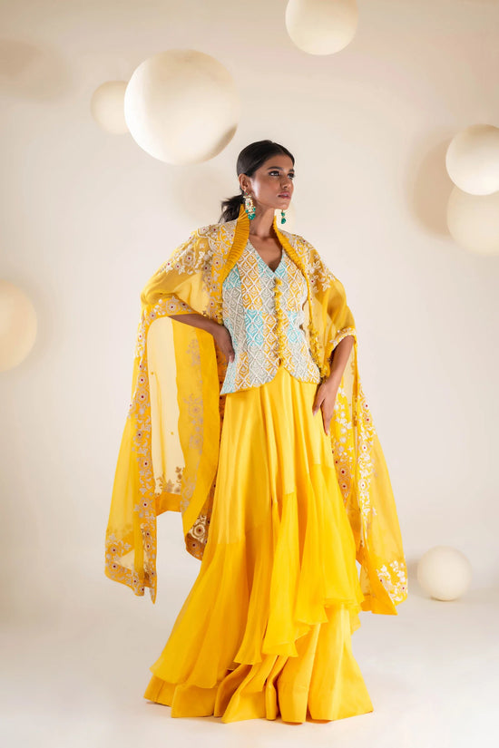 Pearl  Embellished Cape Set