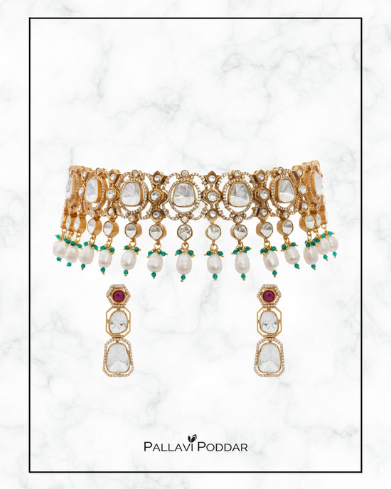 Royal Pearl & Polki Choker Set
