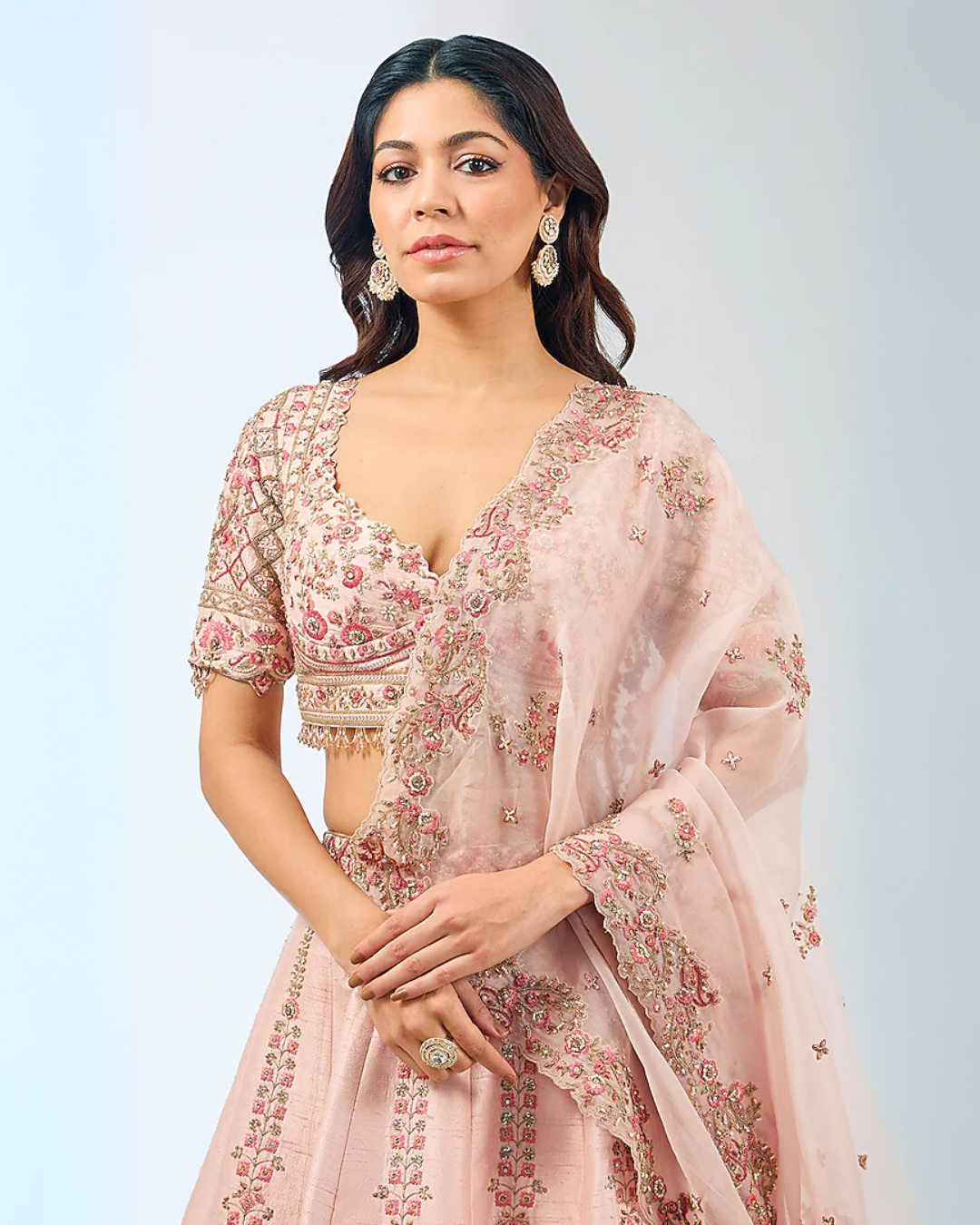Pastel Pink  Embroidered Lehenga Set
