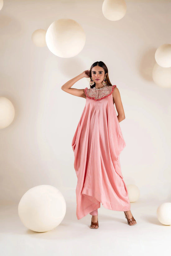 Embroidered Draped Jumpsuit