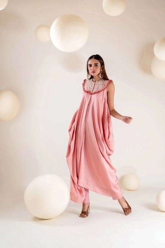 Embroidered Draped Jumpsuit