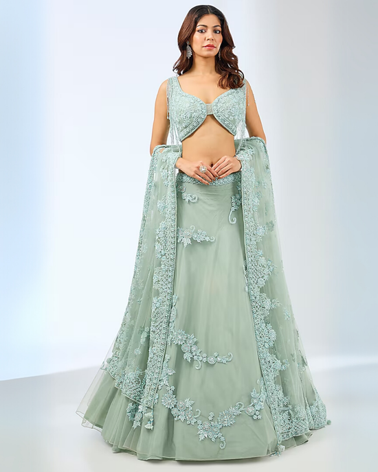 Aqua Green Embroided Lehenga set