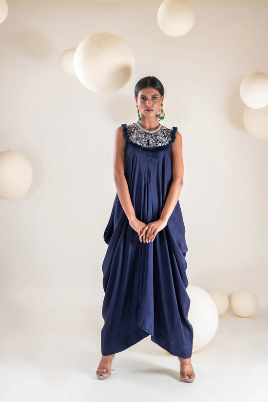 Embroidered Draped Jumpsuit