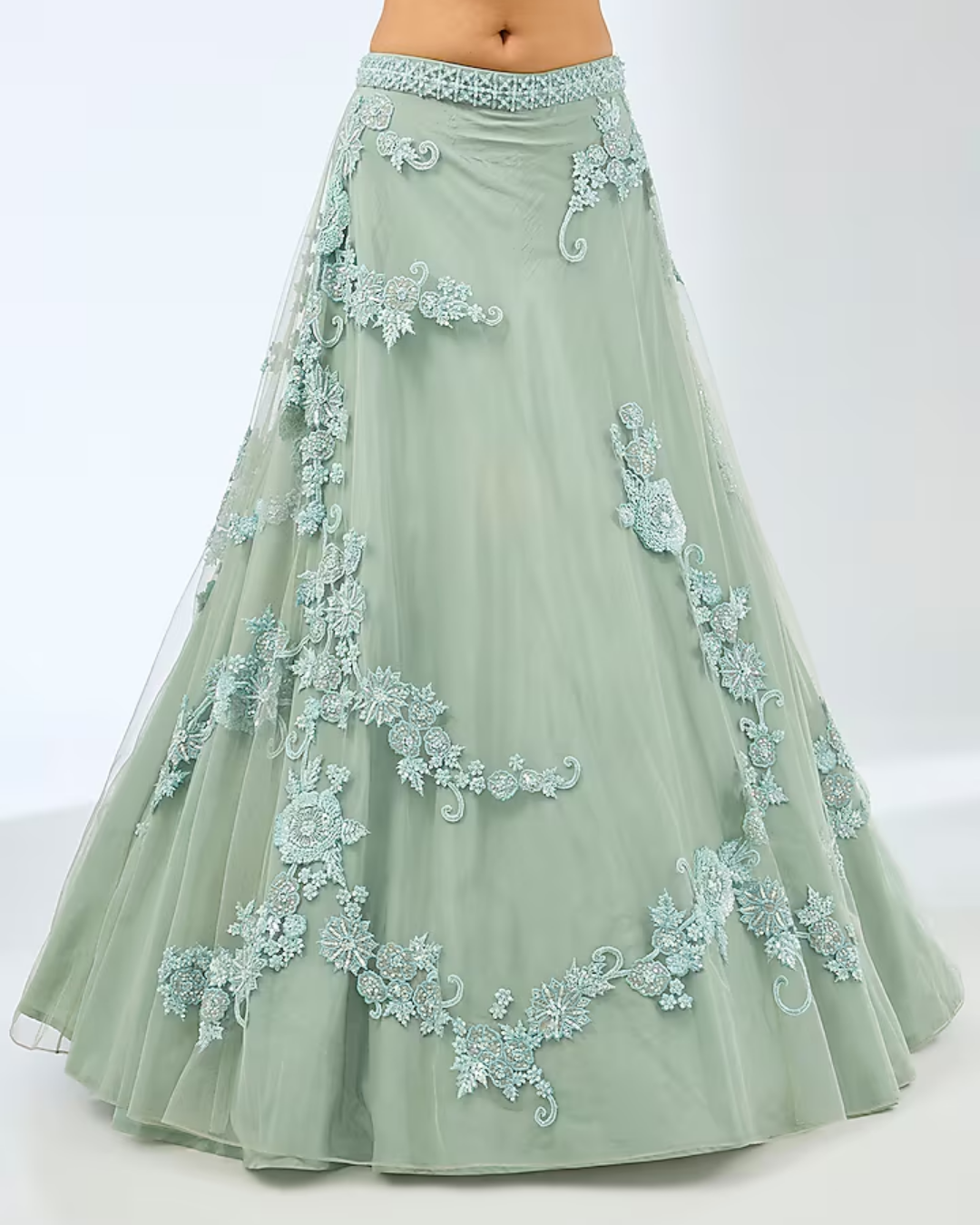 Aqua Green Embroided Lehenga set