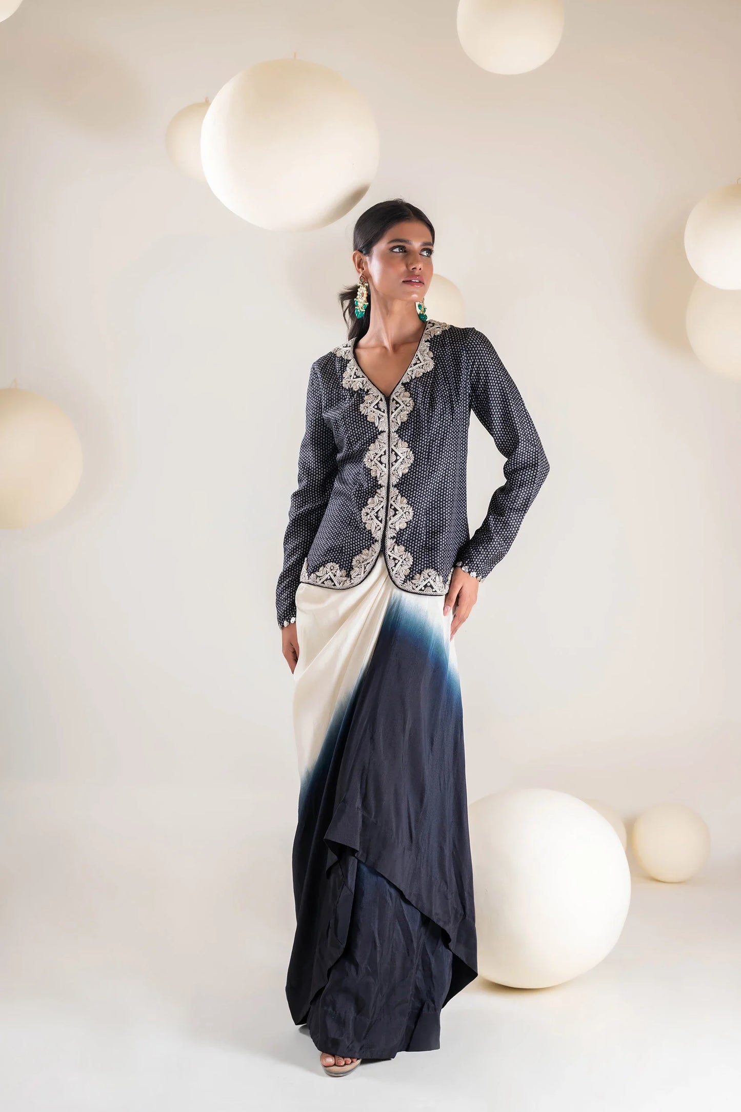 Black & Ivory Skirt Set