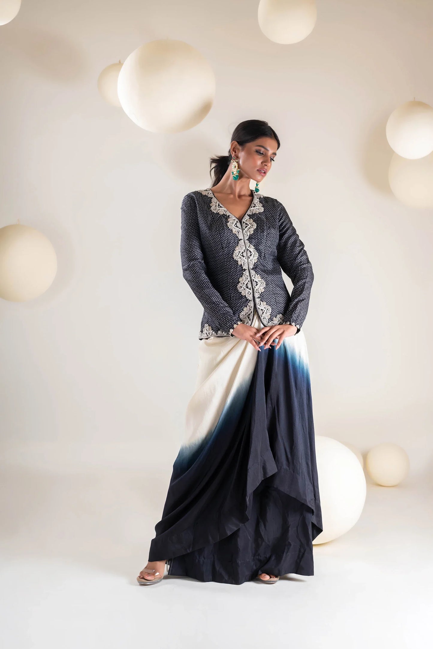 Black & Ivory  Skirt Set