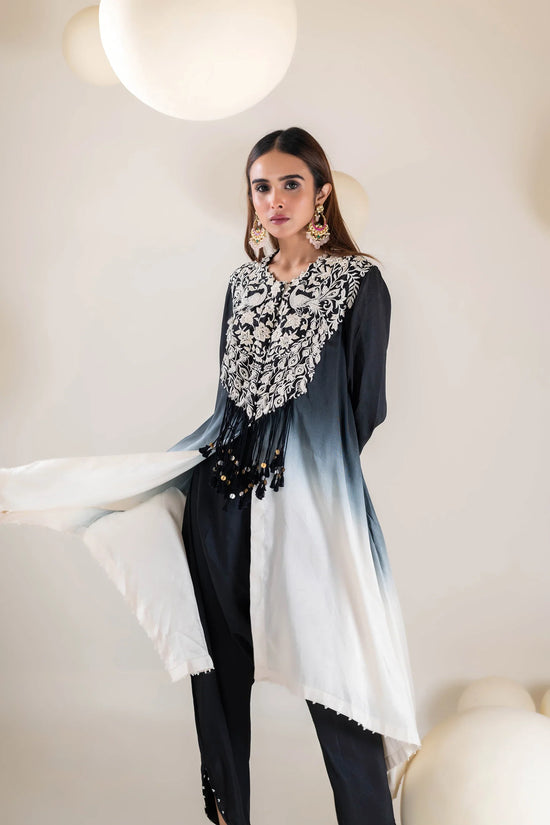 Embroidered Ombre Cape set