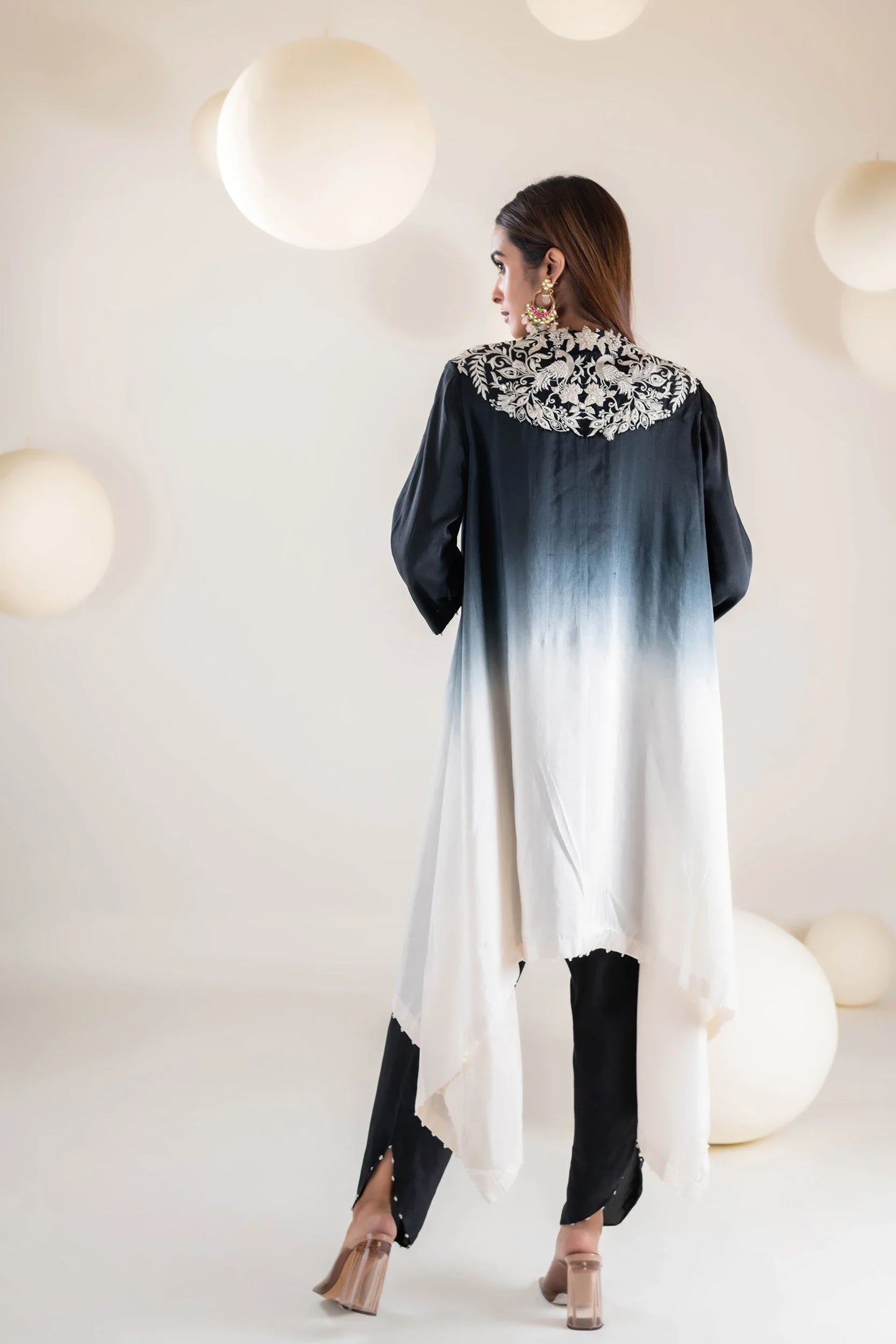 Embroidered Ombre Cape set