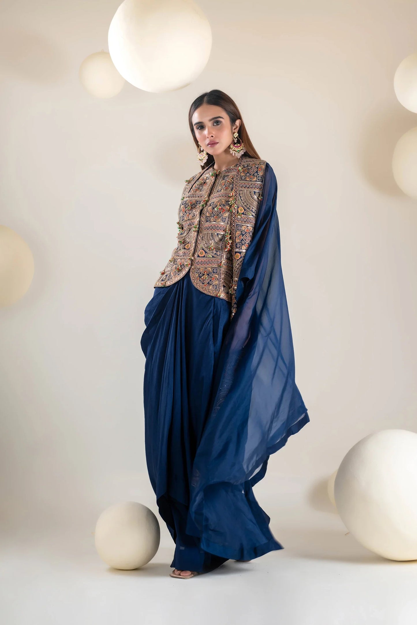 Embroidered Cape Set