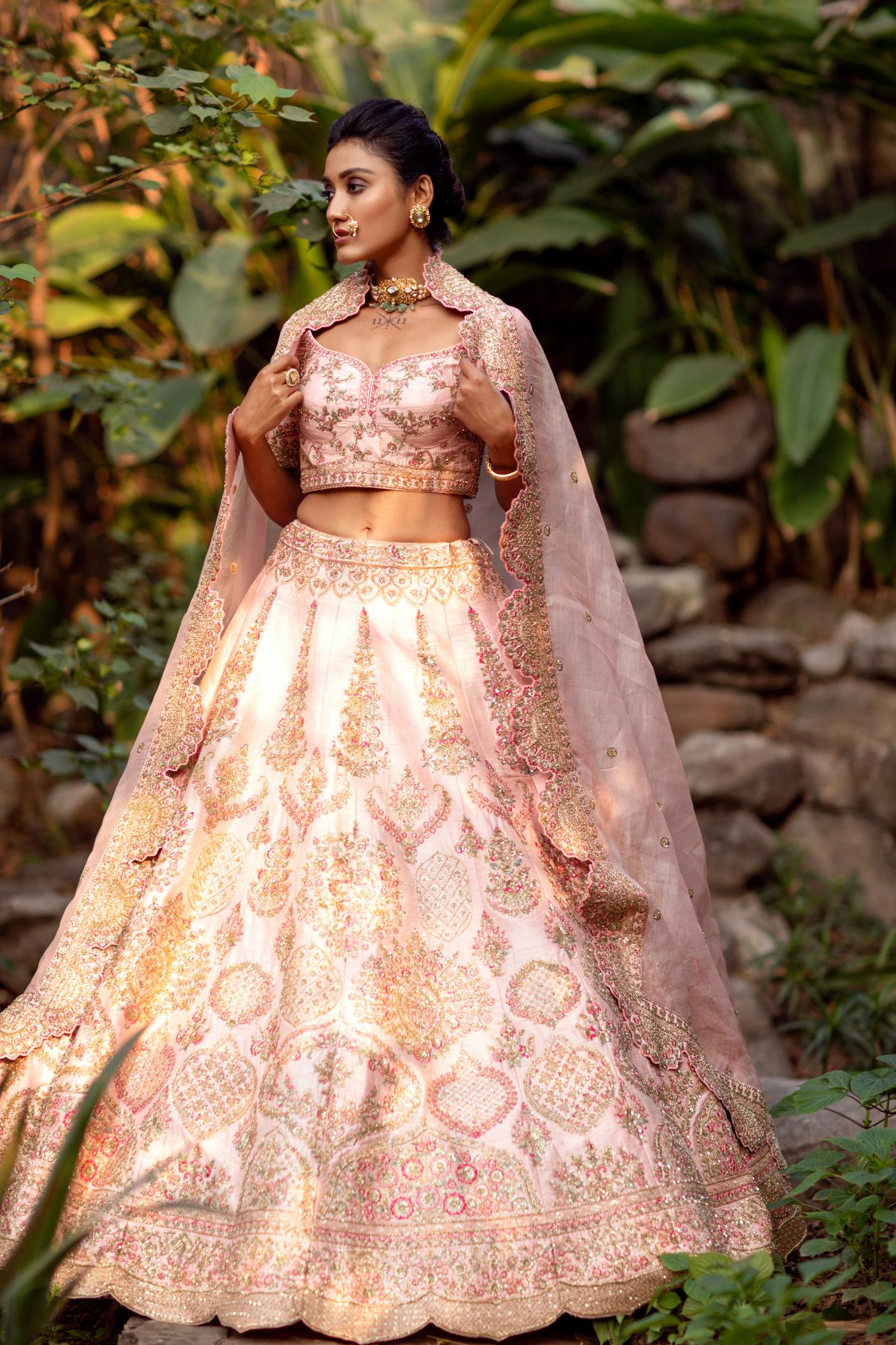 Blush Cascade Pink Bridal lehenga set