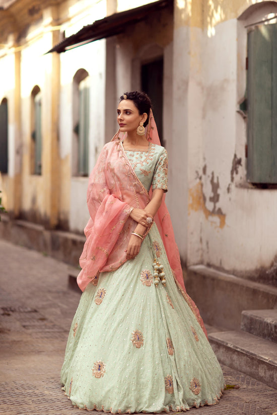 Sea Green Georgette lehenga set