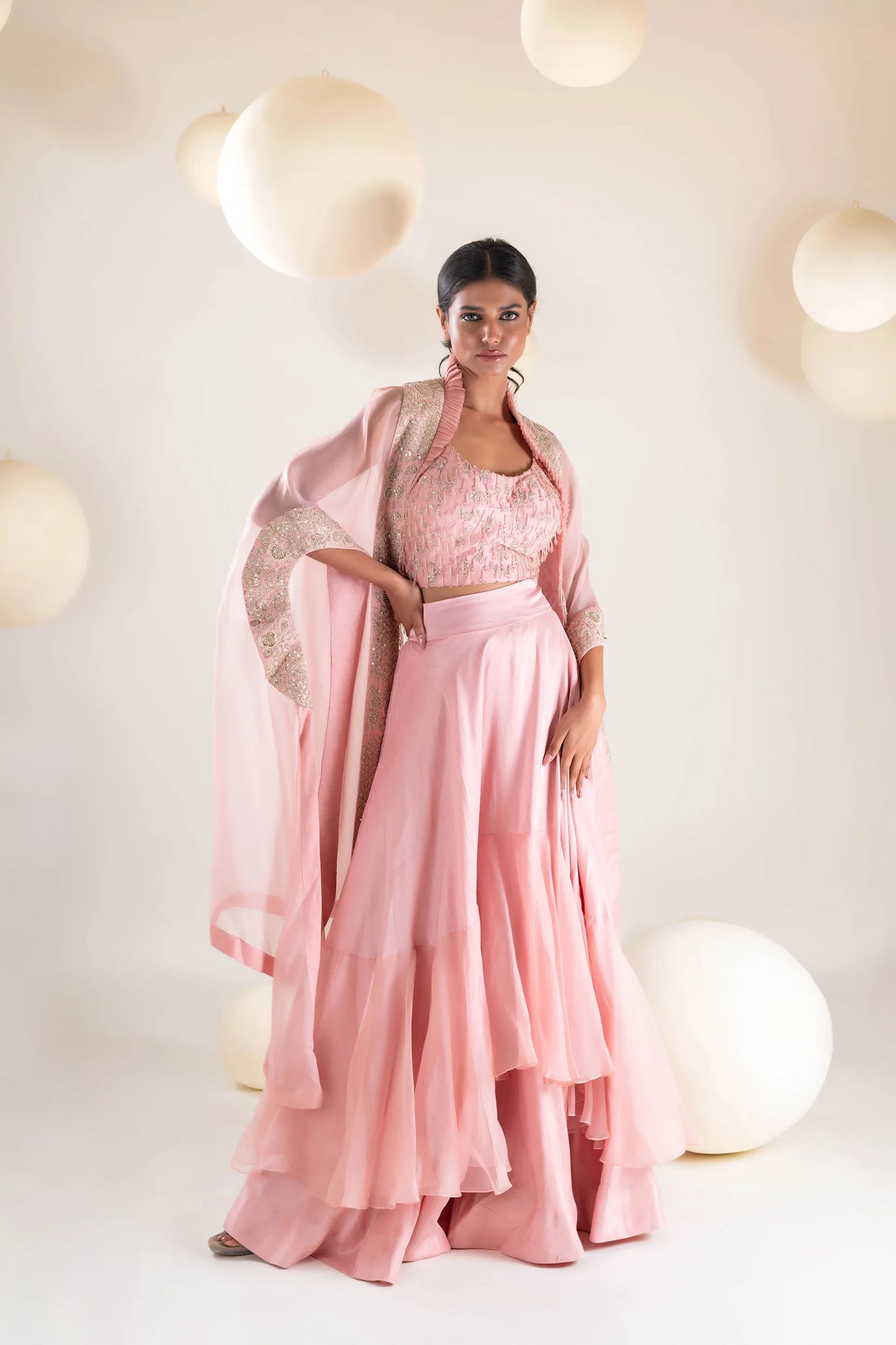 Embroidered Cape Set