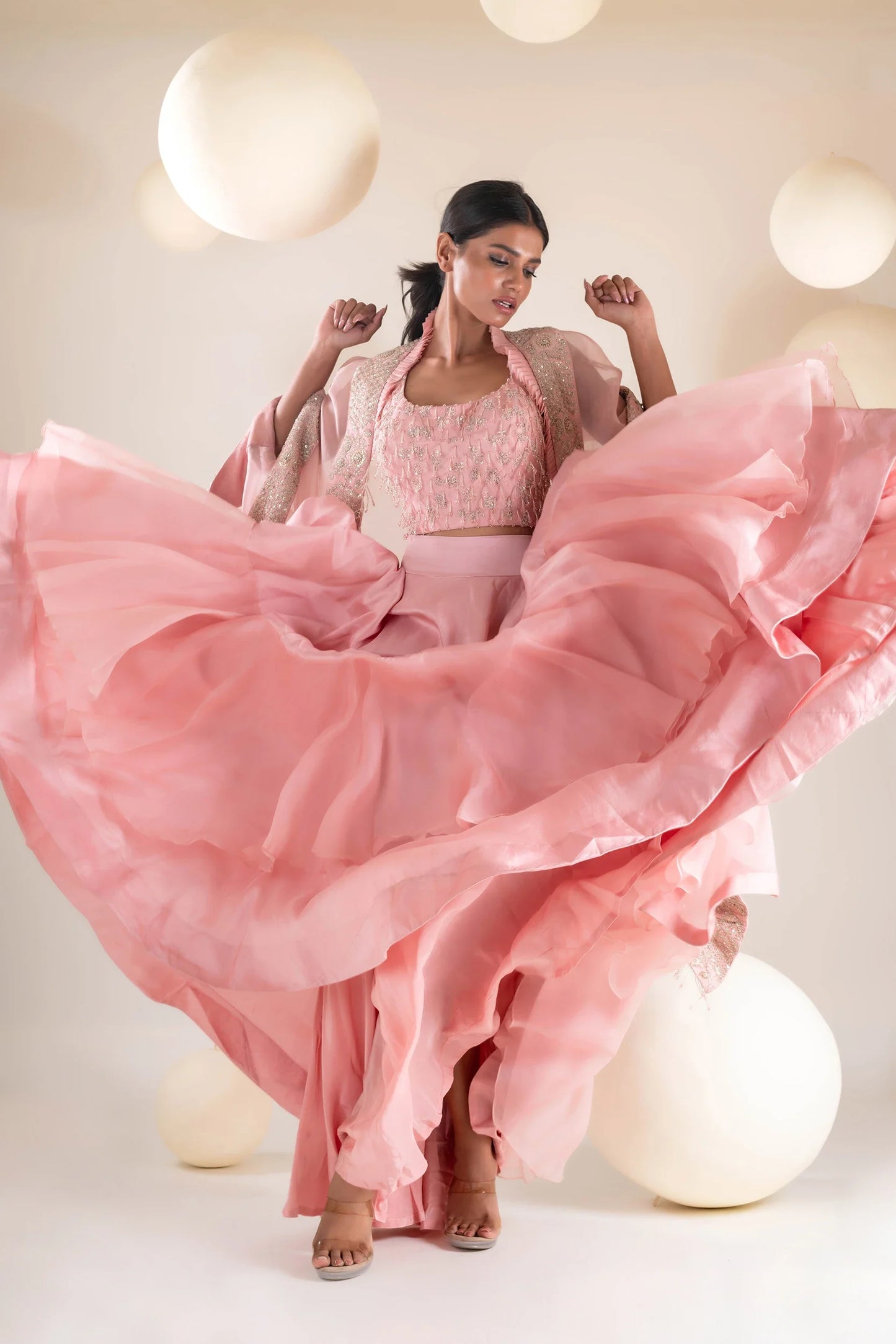 Embroidered Cape Set