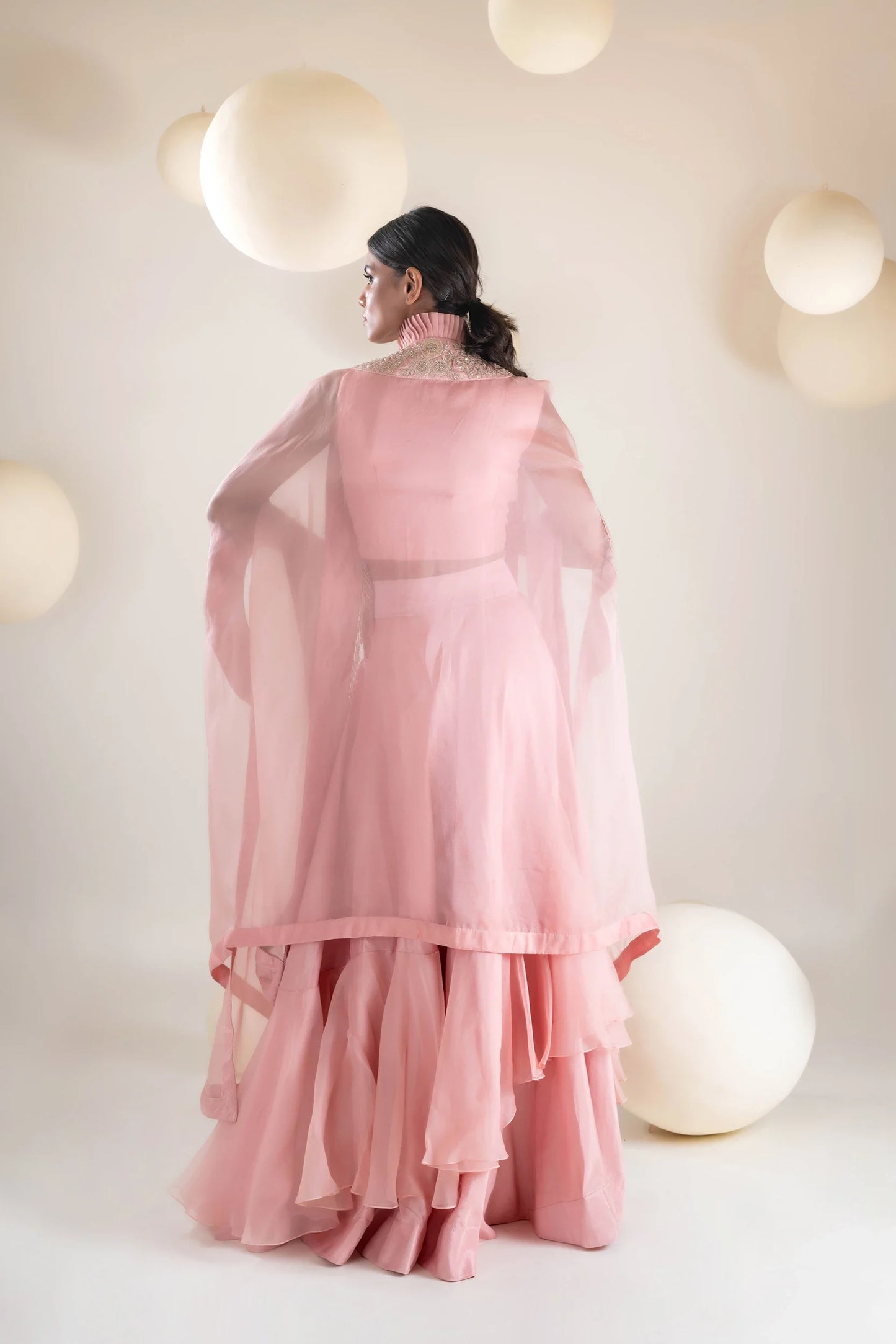 Embroidered Cape Set