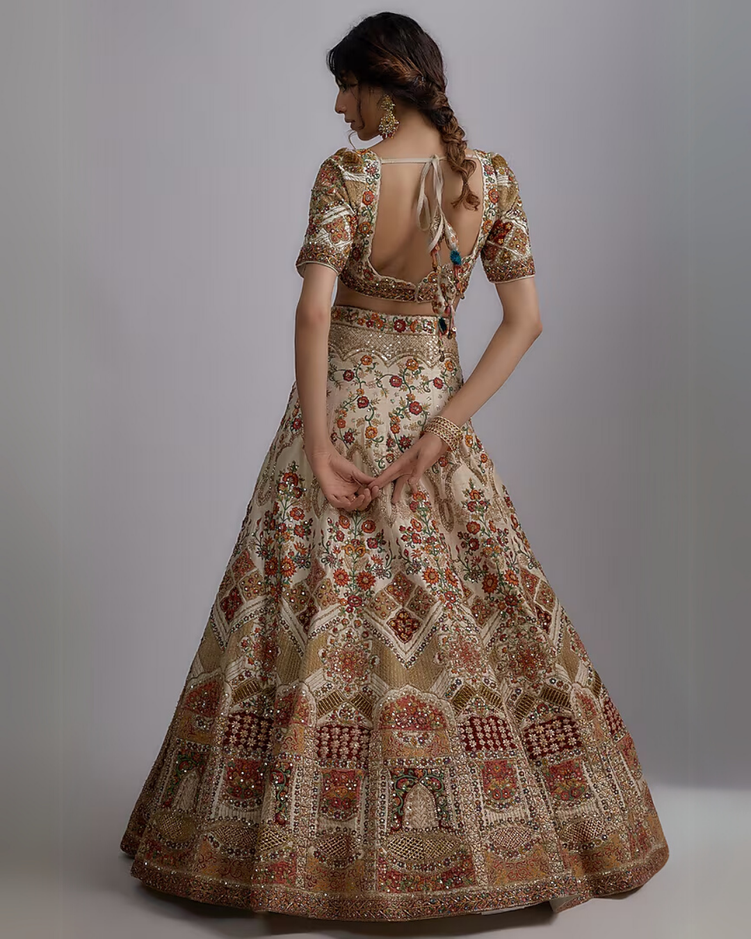 Ivory Pure Raw Silk Embroidered Lehenga Set