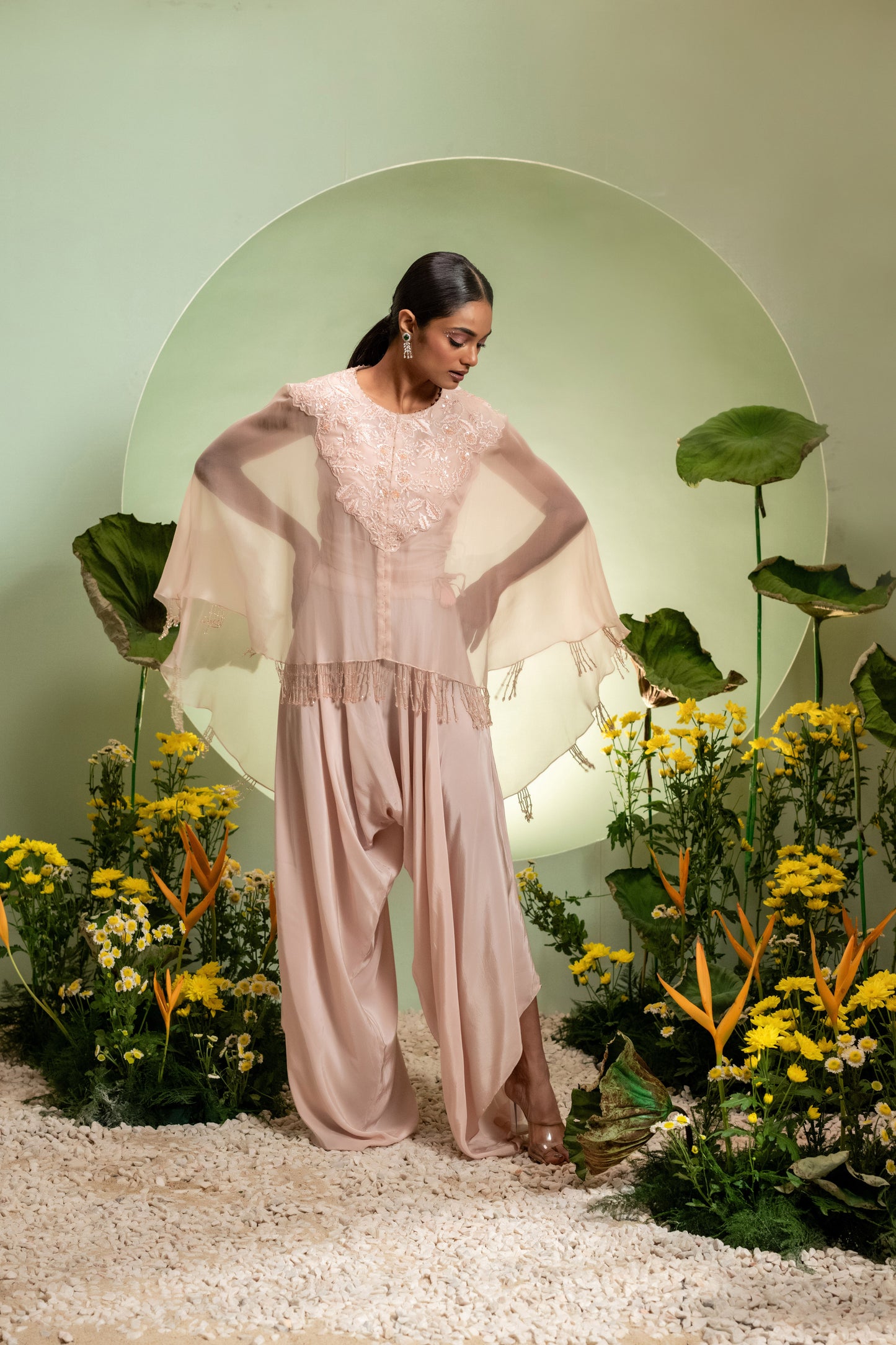 Cape Set with Dhoti Pants