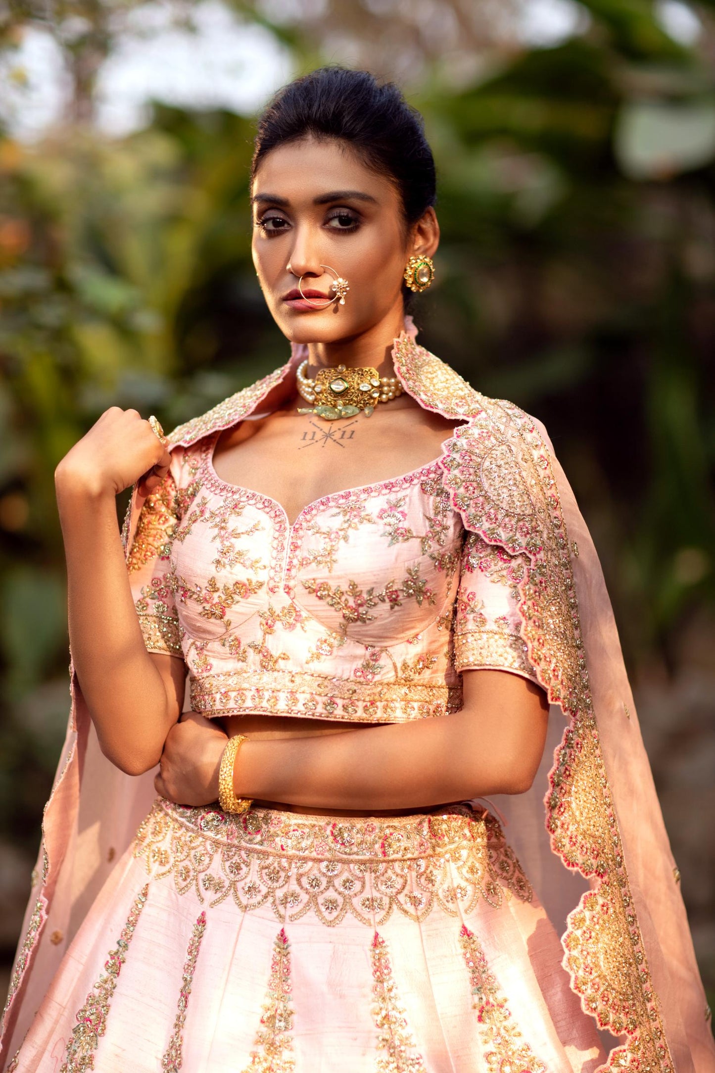 Blush Cascade Pink Bridal lehenga set