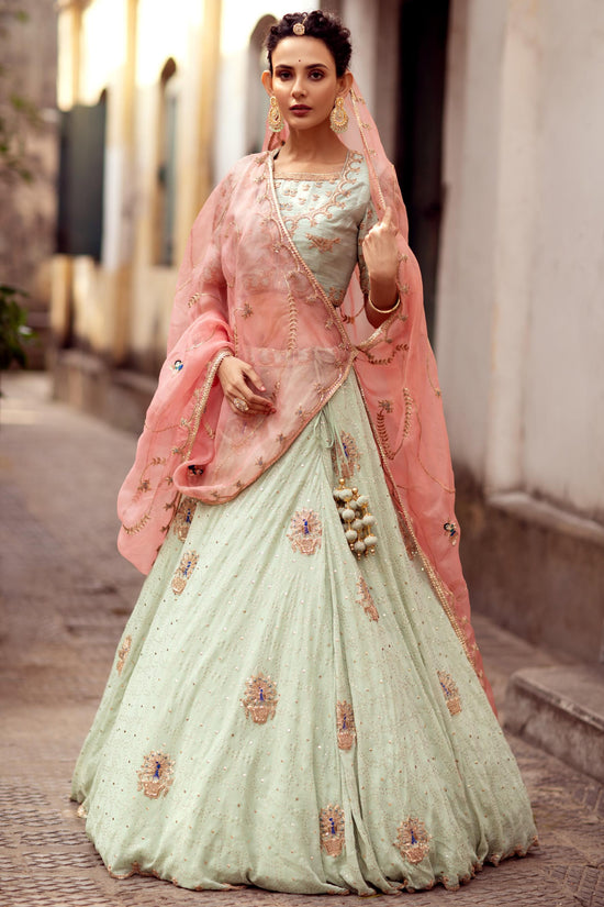 Sea Green Georgette lehenga set