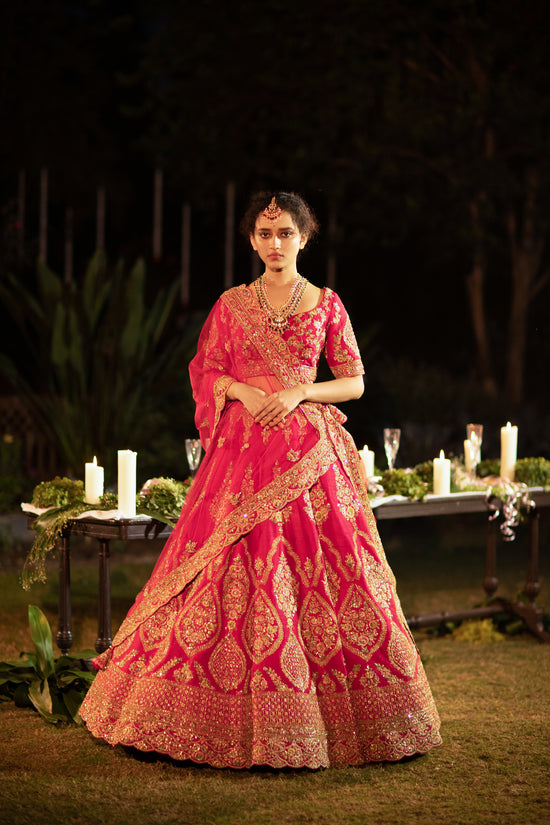 House of Crimson Red bridal lehenga set