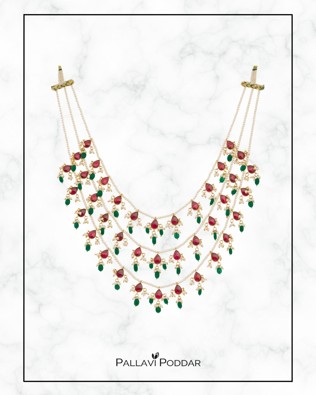 Anika Ruby-Emerald Cascade Mala