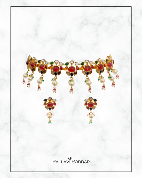 Indu Navratna Bloom Choker Set