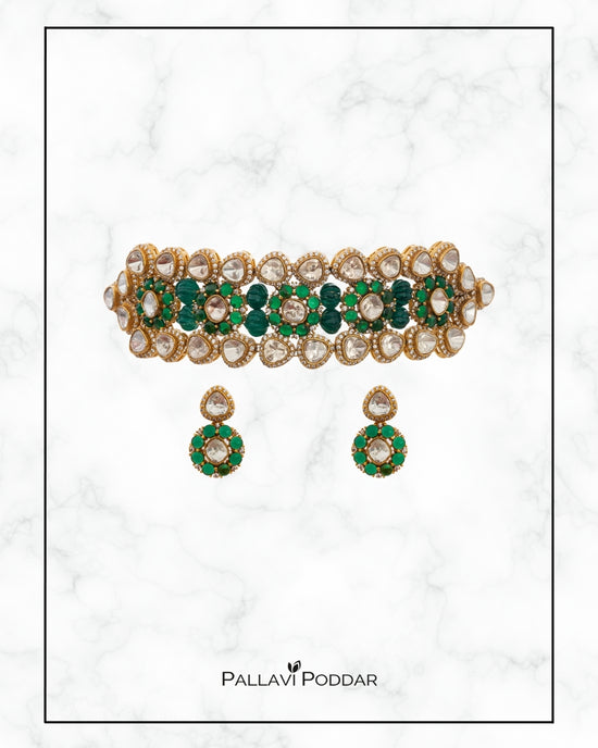 Shubhra Emerald Polki Grandeur Set