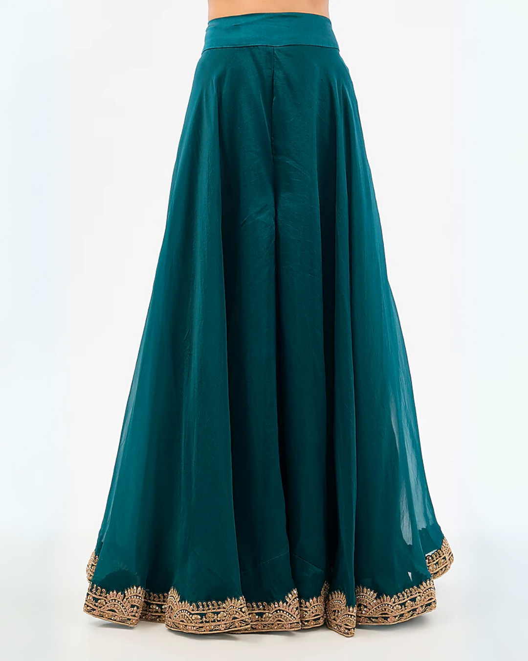 GREEN EMBROIDED KURTA SHARARA SET