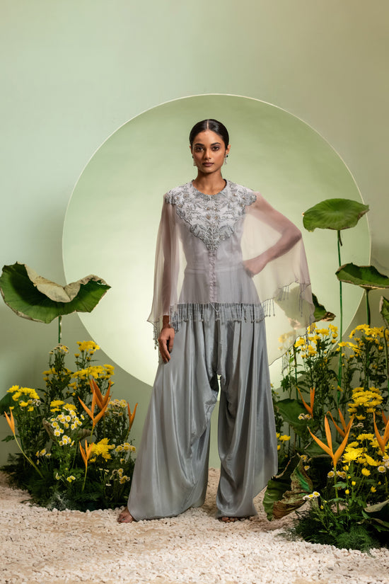 Cape Set with Dhoti Pants