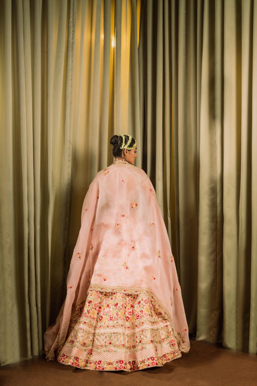Pink Raw Silk Resham Embellished Lehenga Set