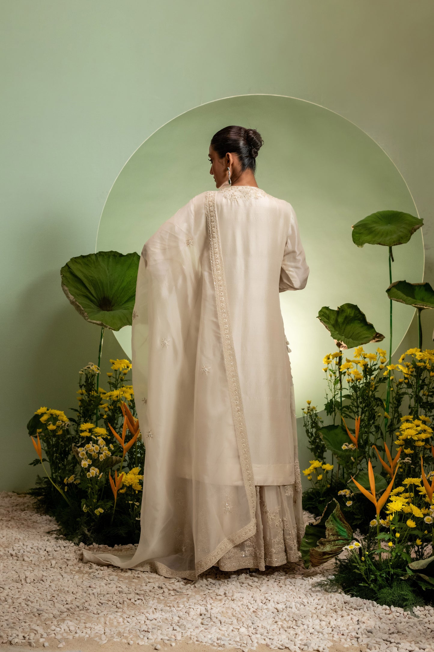 Ivory Long Kurta Sharara Set