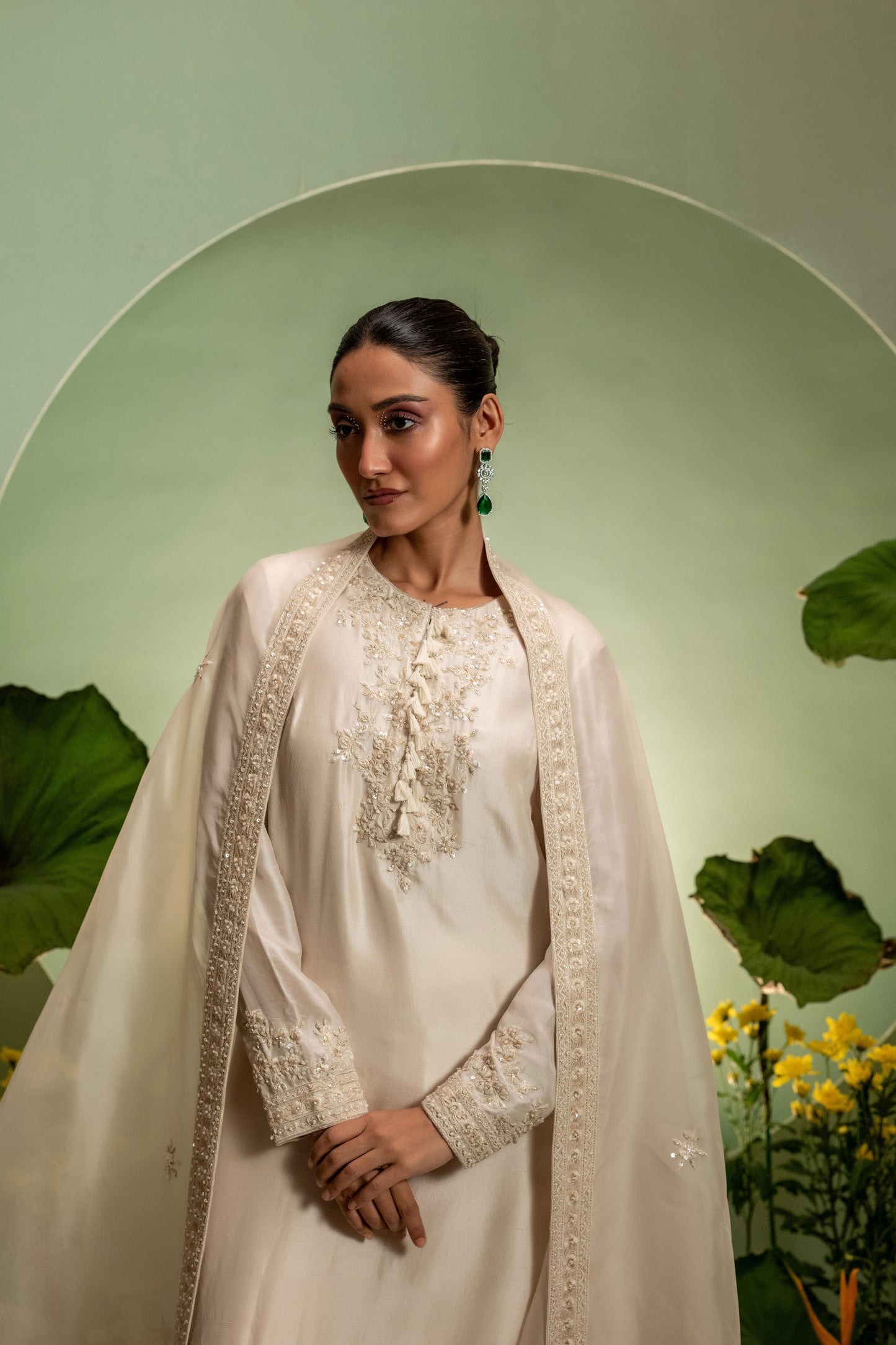 Ivory Long Kurta Sharara Set
