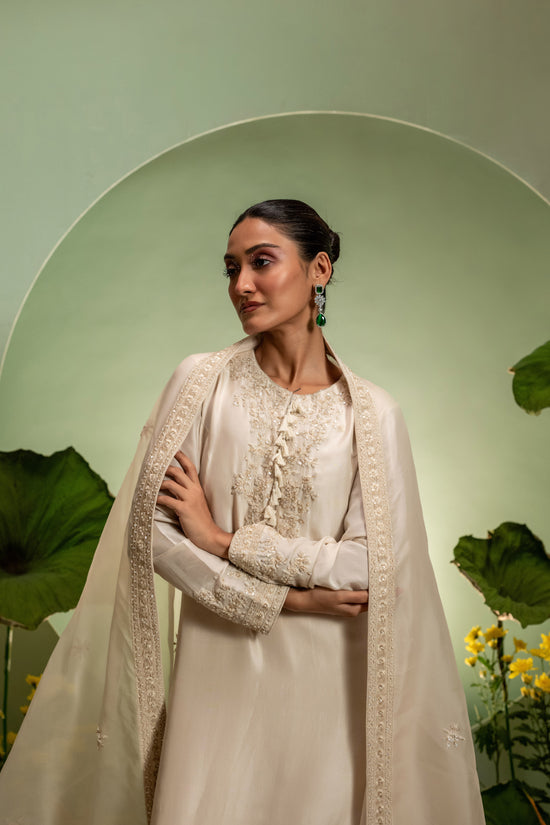Ivory Long Kurta Sharara Set