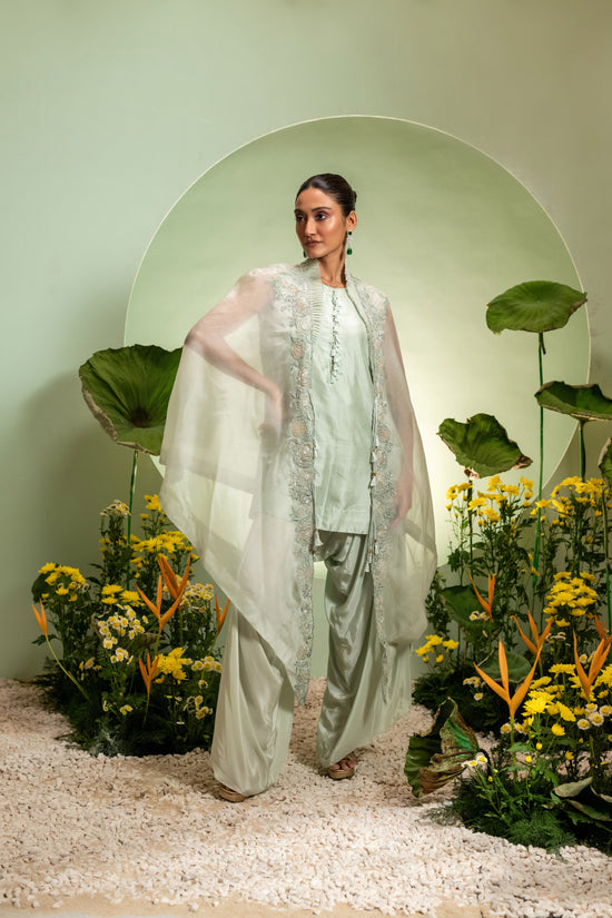 Green Short Kurta Dhoti Set